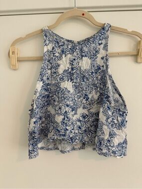 American Apparel White with Blue Floral Print matching set